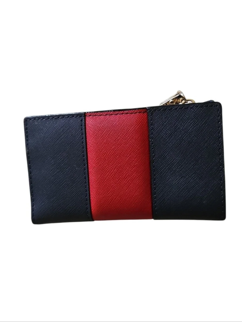 Kate Spade Navy Red Colorblock Bifold Wallet Saffiano Leather Gold Hardware
